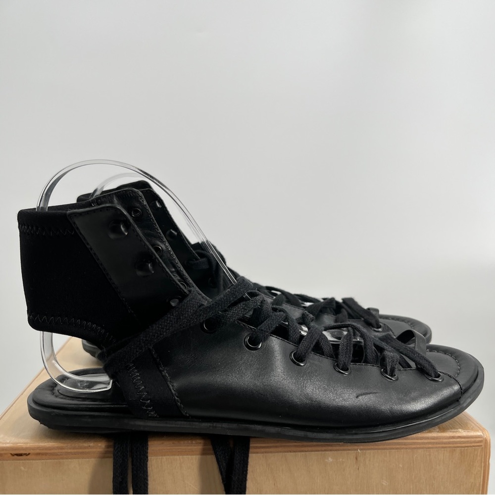A7EIJE Black Lace-up Sandal 7.5